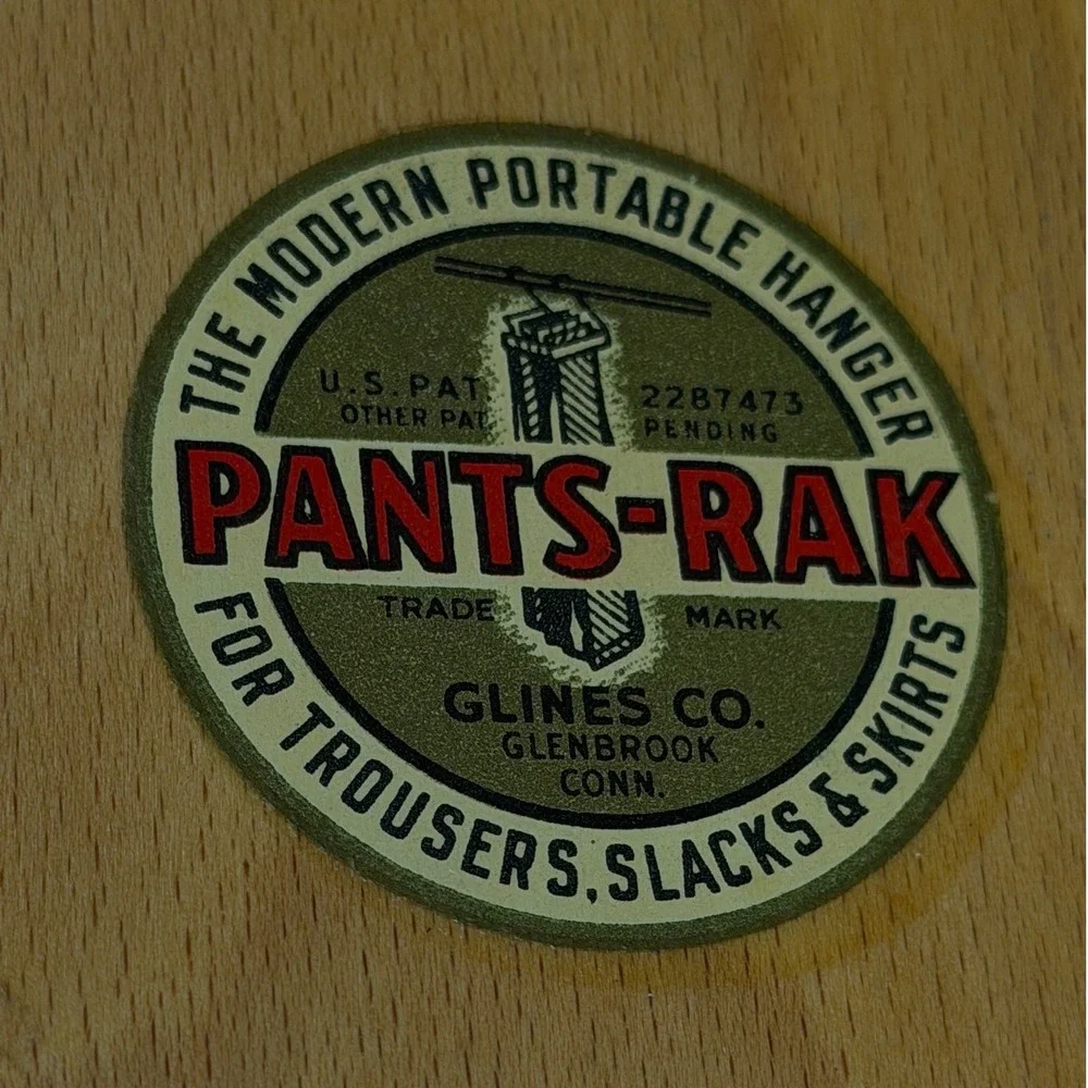 Vintage Pants-Rak Wood Trouser Hanger Glines Co Glenbrook Conn Portable 5 Slot
